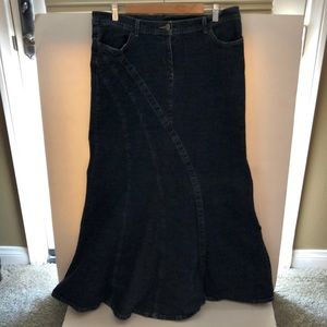 Long Elegant Legs long denim skirt.